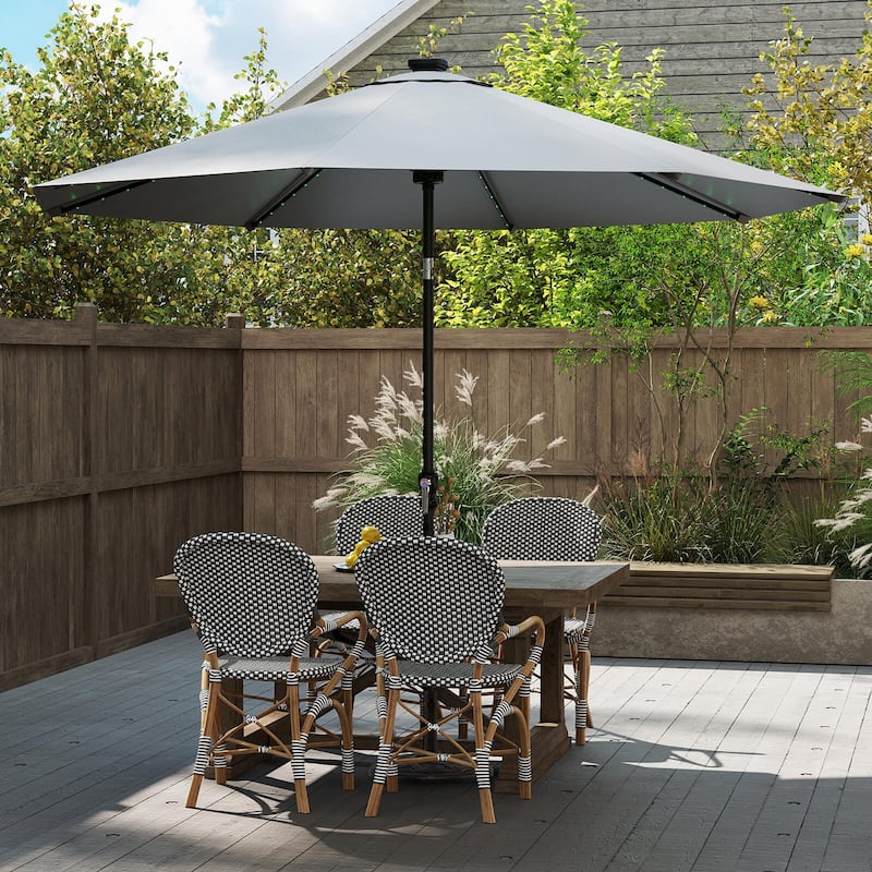 Costway 10 FT Solar Patio Umbrella with 96 LED Lights 35° Adjustable