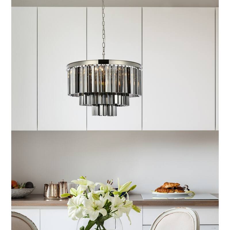 Royce Edge 9-Light Polished Nickel Chandelier