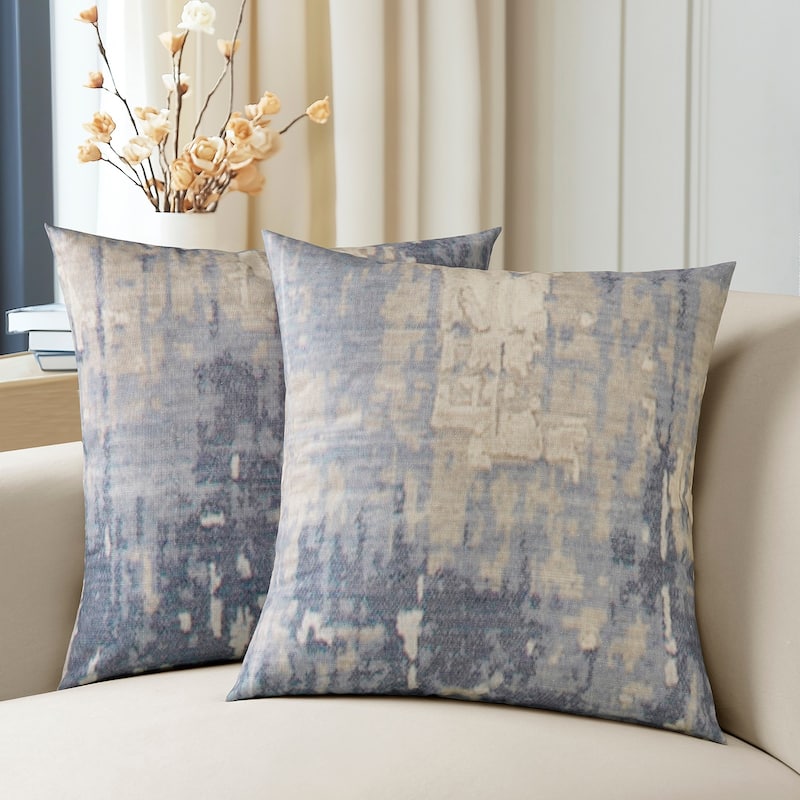Exclusive Fabrics Printed Cotton Throw Pillow Covers 18 X 18 - Textured Decorative Pillow Covers (Set of 2)