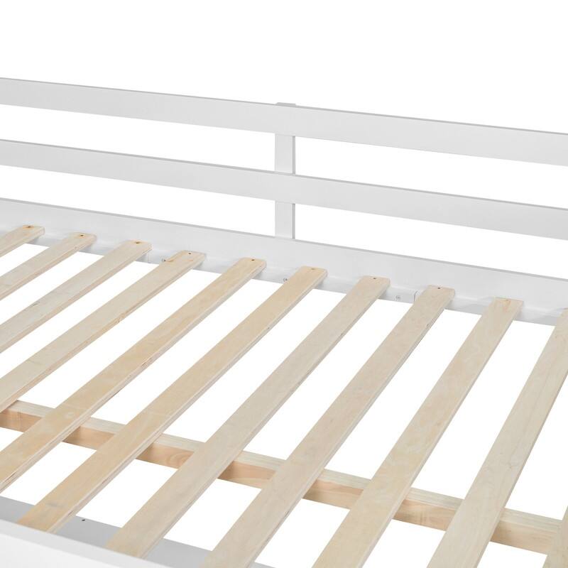 Solid Wood Loft Bed with Bulit-in U-Shaped Desk, 2 Drawers and Cabinet, Twin/Full Size Loft Bedframe w/ Storage Shelves & Ladder