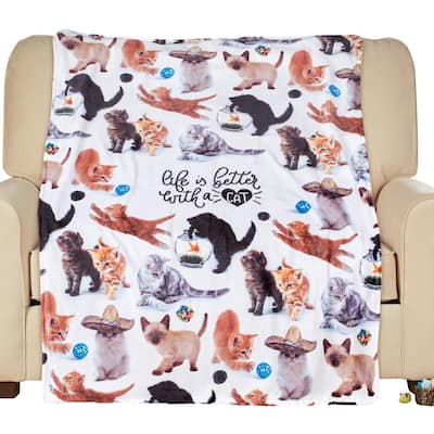 Life Is Better With A Cat 5-Foot Long Colorful Funny Throw
