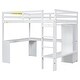 preview thumbnail 6 of 20, Full Loft Kids Bed with L-shaped Desk, Wardrobe, Storage Shelves, Integrated Ladder, Guardrails & secured wood slats, White