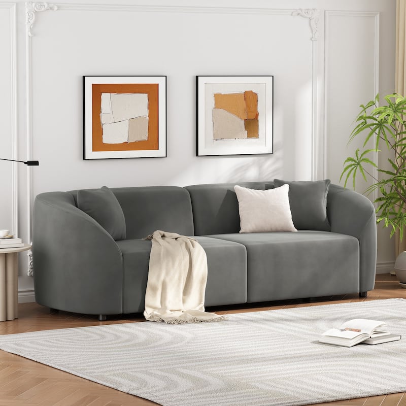 Christopher Knight Home - Allegra Modern 87” 3-Seat Upholstered Curved Sofa - Grey