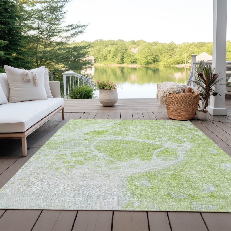 Machine Washable Indoor/ Outdoor Chantille Abstract Contemporary Rug