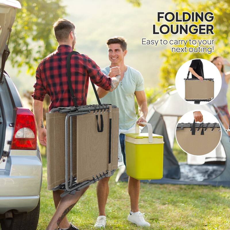 Outsunny Folding Chaise Lounge Chair Outdoor Tanning Chair with Side Table, 5-Level Adjustable Beach Lounge Chair with Headrest