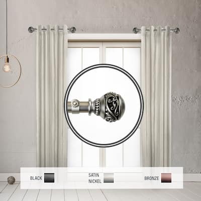 InStyleDesign Leah 1" Side Curtain Rod 12-20 inch long (Set of 2) - 12 to 20 inches