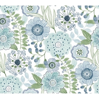 York Wallcoverings Artistic Bouquet Alpine and Leaf Wallpaper