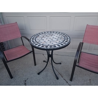 Black Home Styles 5605-30 Laguna Outdoor Marble Patio Dining Table with Round Top 39 