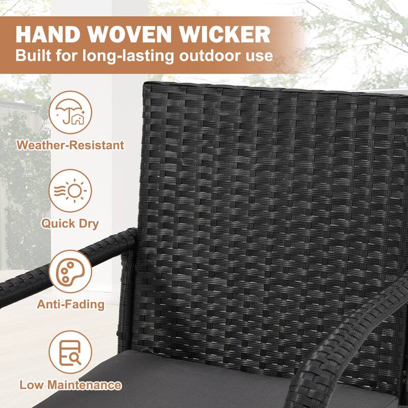 AVAWING All-Weather Wicker Bar Stools - Cushioned, Ergonomic, for Patio & Poolside - Black/Brown/Grey