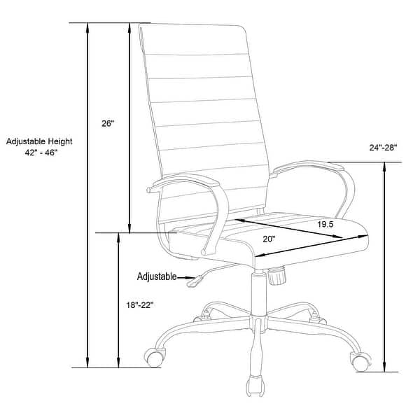 dimension image slide 0 of 2, LeisureMod Benmar High-Back Adjustable Leather Office Chair