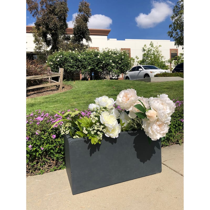 Durx-litecrete Lightweight Concrete Modern Long Granite Color Low Planter-Large - 31.1'x14.6'x14.8'