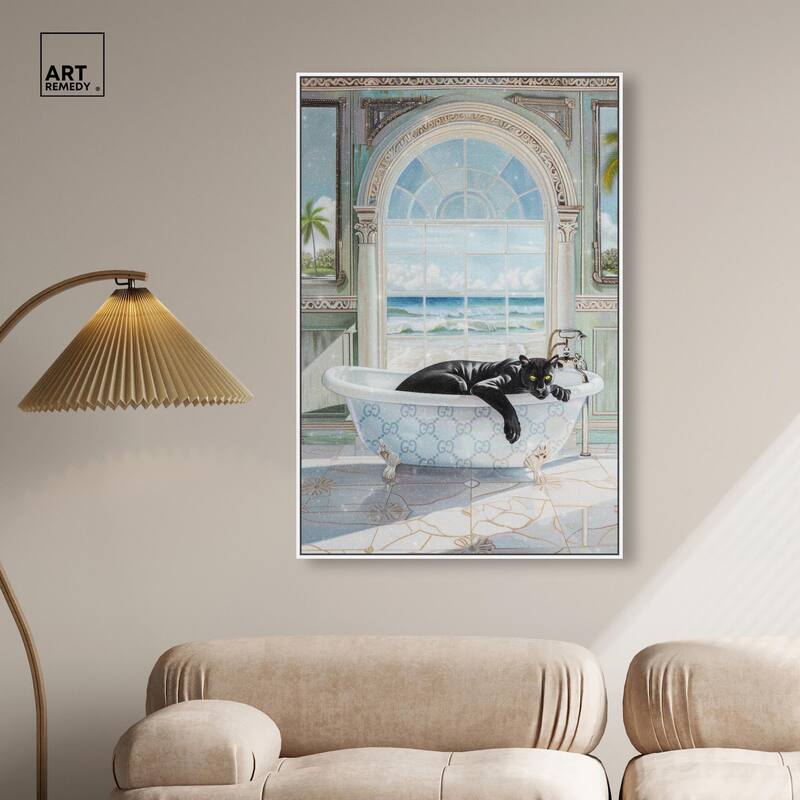 Panther Arch Bathroom Glam Canvas by Art Remedy