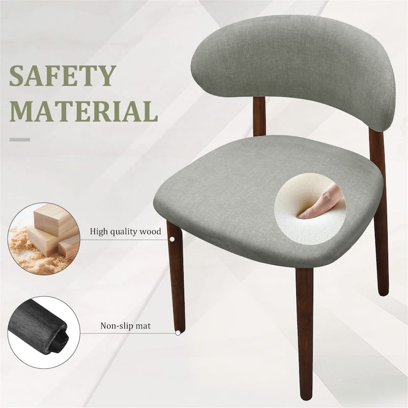 Set of 4 Armless Laurel Green Flannelette Upholstered Dining Chairs