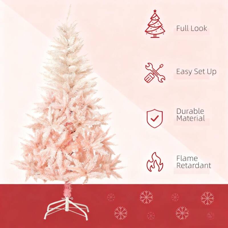 Artificial Christmas Tree - Realistic Branches, Indoor Holiday Decor - Pink