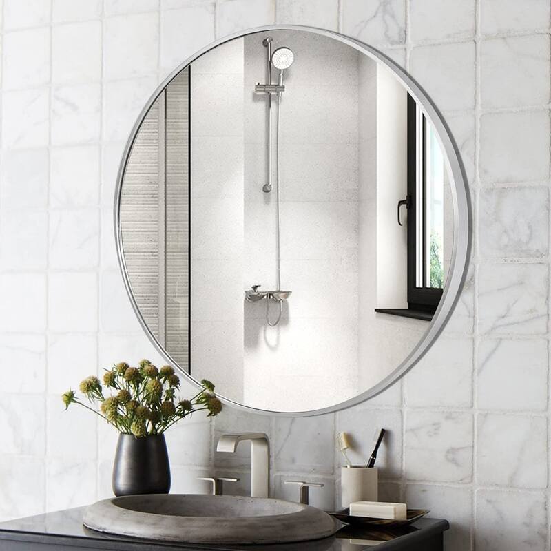 Lumioca Aluminum Alloy Frame Circle Mirror Wall Mounted for Bedroom Bathroom