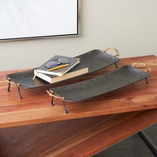 Aluminum Metal Living Room Decor Tray - Silver - Roche River Decor