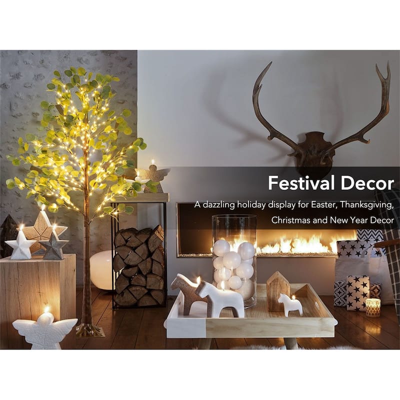 5.9ft Lighted Artificial Olive Tree with LED Fairy Lights