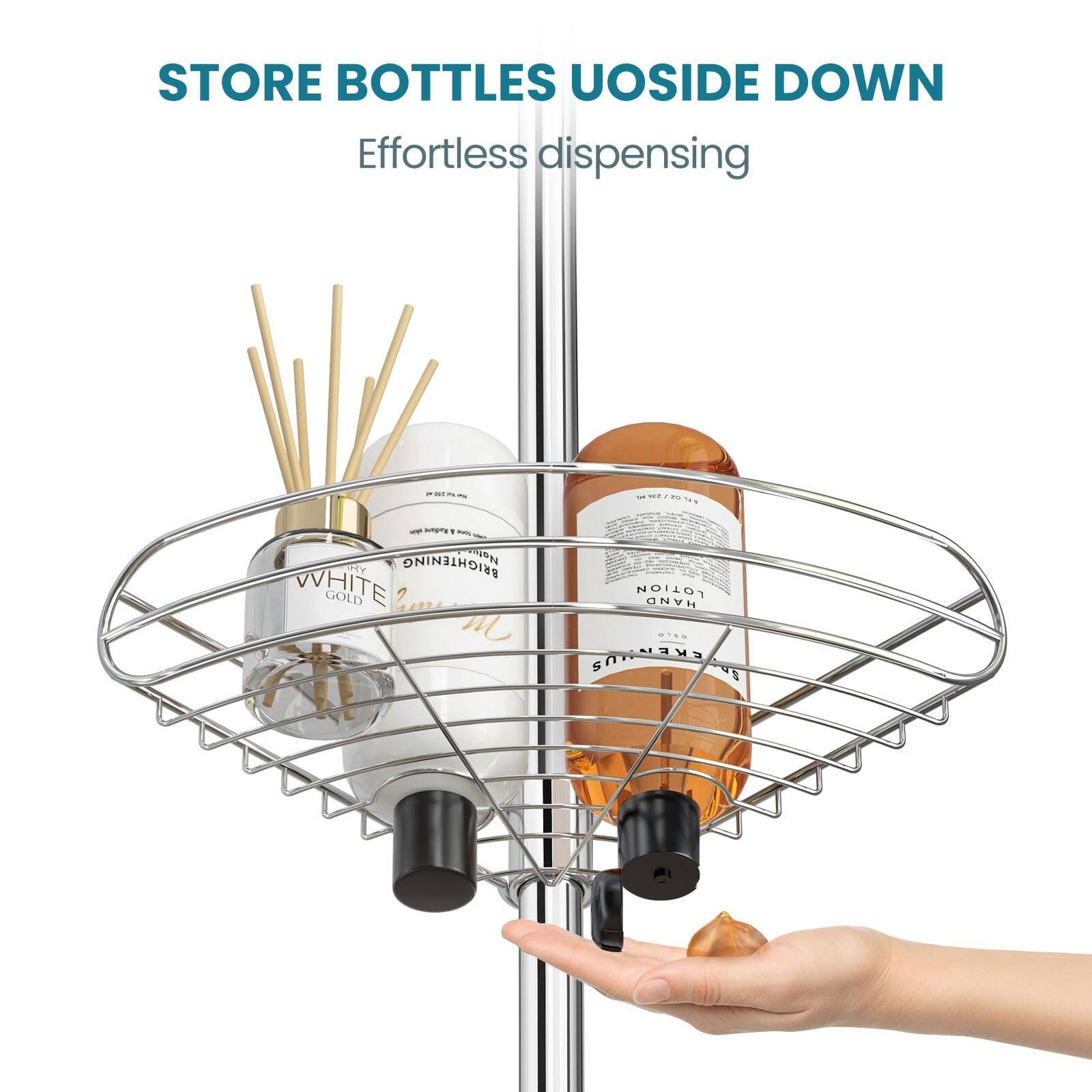 Corner Shower Caddy Tension Pole, 4Tier Adjustable Shower Shelves
