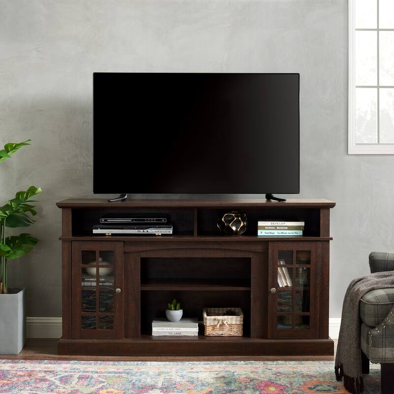 Modern TV Stand Media Console for TV Up to 65" with Open Shelves and Storage Space, for Living Room, Espresso