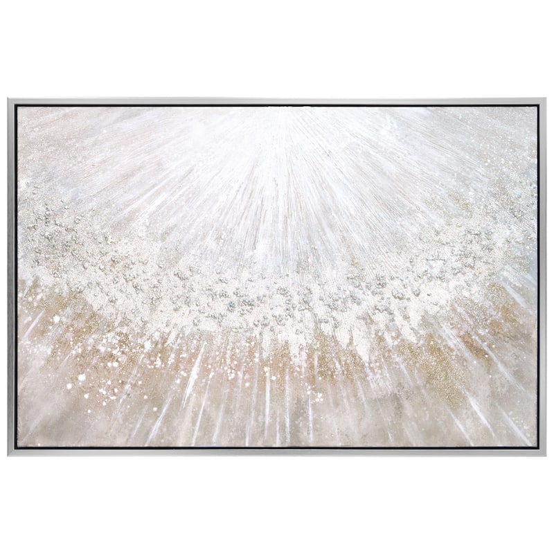 Silver Pellets Textured Glitter Hand Painted Canvas Wall Art 48" x 32"
