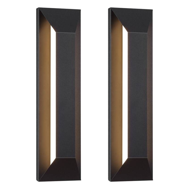 Black Outdoor LED Wall Lantern Sconce with Frosted Glass - 2Pack/22.8"
