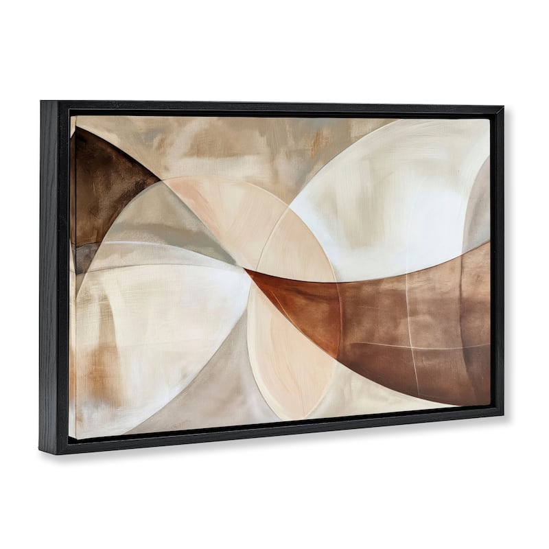 Stupell Curved Neutral Tones Abstraction Framed Floater Canvas Wall Art Design By LSR Creative Studio