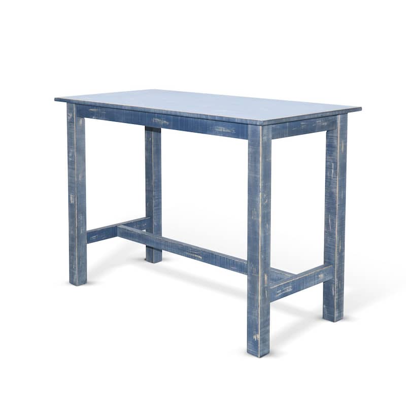 Rena Counter Height Table 48 Inch Rectangular Ocean Blue Mahogany Wood