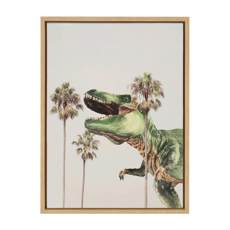 Kate and Laurel Sylvie Dinosaur Framed Canvas by July Art Prints