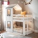 preview thumbnail 2 of 17, Twin Over Twin Bunk Bed with Roof, Window, Guardrail & Ladder, White