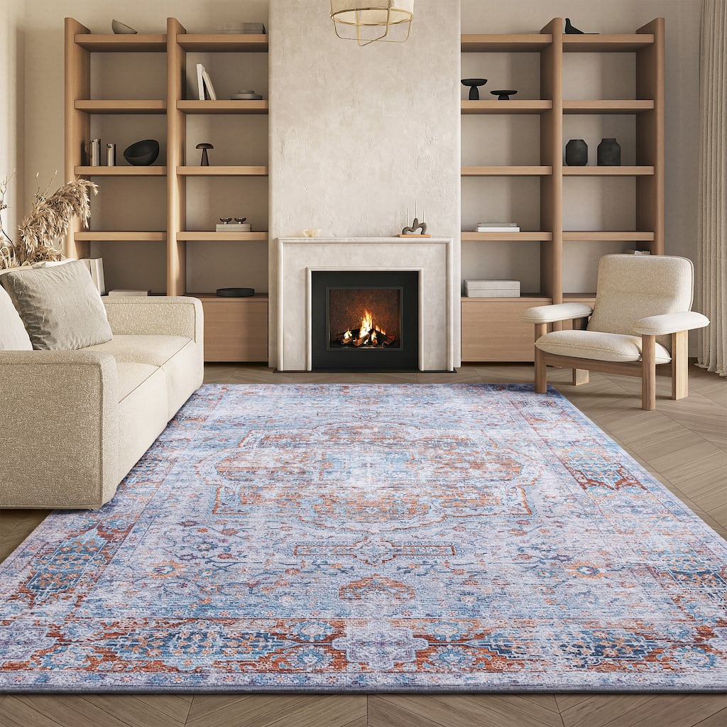 SAFAVIEH Tucson Machine Washable Slip Resistant India Traditional Rug