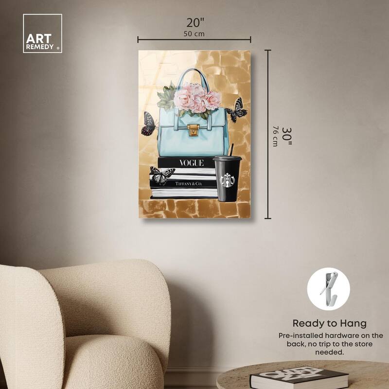 Golden Era of Glam Books Acrylic by Art Remedy, Ready to Hang