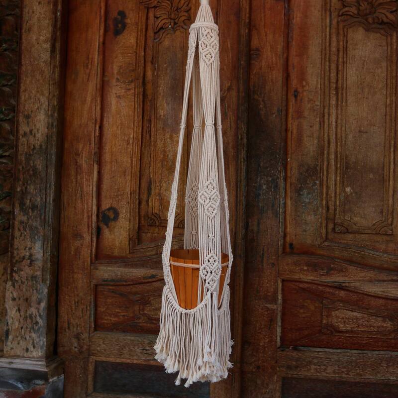 Novica Handmade Tegalalang Plants Cotton Flower Pot Hanger