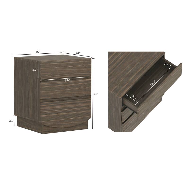 Ardea 20" Nightstand in Natural Oak (3-Drawer)