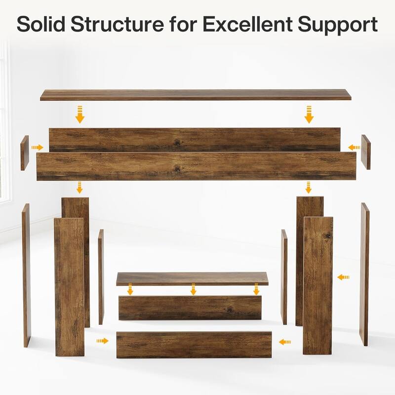 63 Inches Brown and Gray Narrow Long Wood Console Table for Entryway