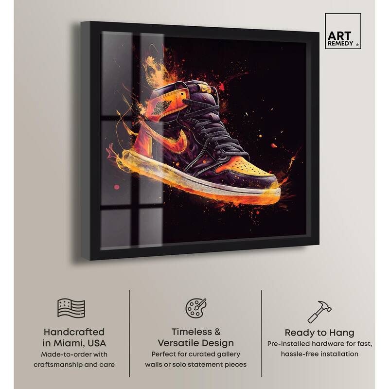 Jumpman on Fire II Shadowbox by Art Remedy