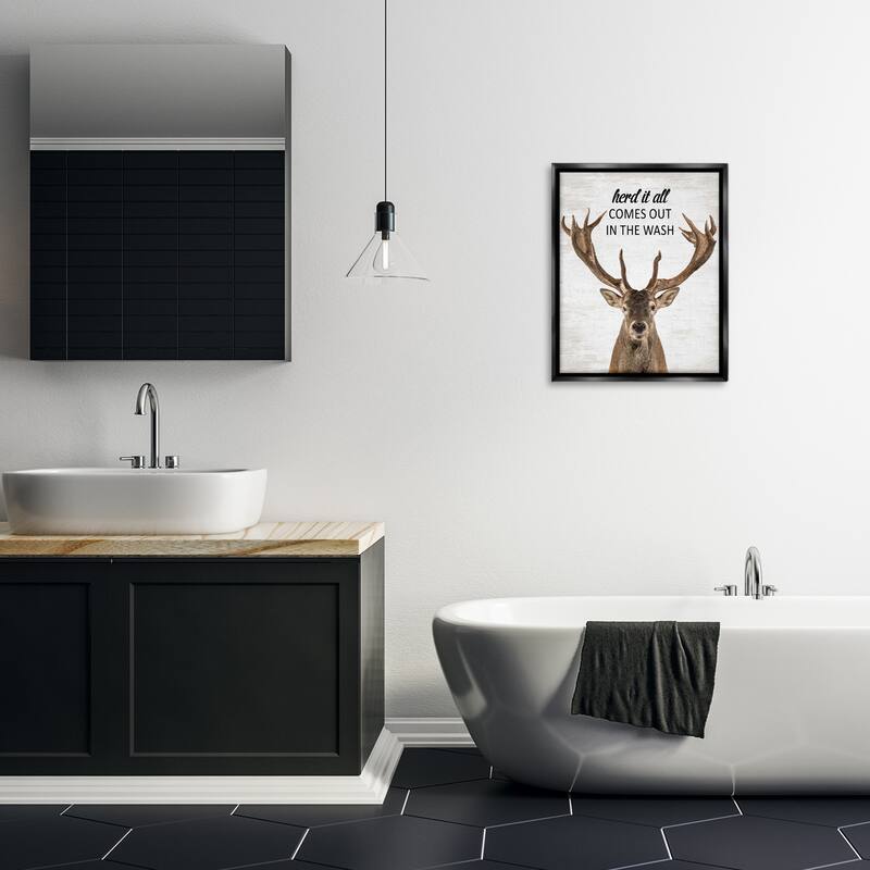 Stupell Herd It Comes Out In Wash Framed Floater Canvas Wall Art Design By Lettered and Lined