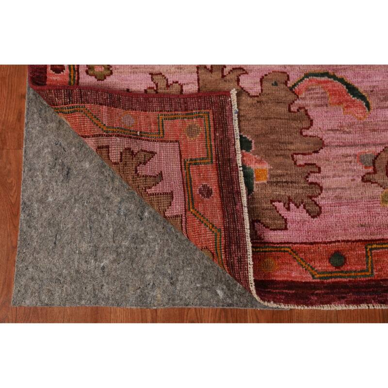 Hand Knotted Oriental 100% Wool Carpet Transitional All-Over Red Oushak Area Rug - 11' 7'' X 9' 1''