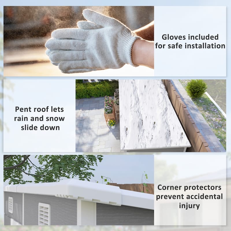 Outsunny 8' x 4' Outdoor Storage Shed, Resin Plastic Shed with Floor, Window, Lockable Doors and Vents, All-Weather Tool Shed