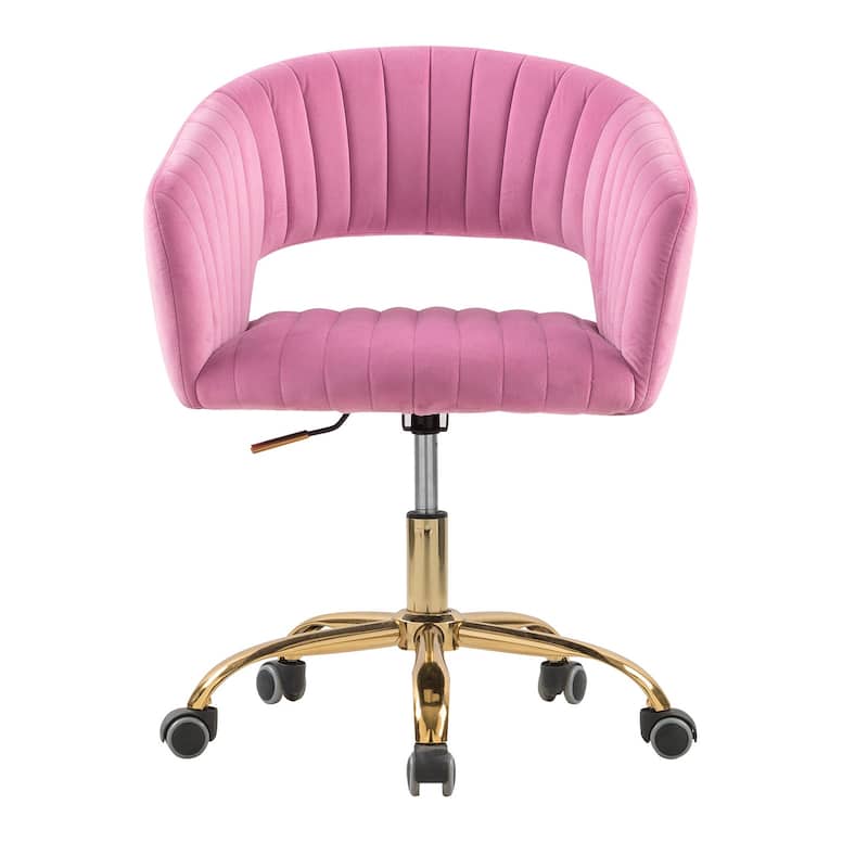 HOMEFUN Velvet Upholstered Swivel Adjustable Height Home Office Chair With Wheels
