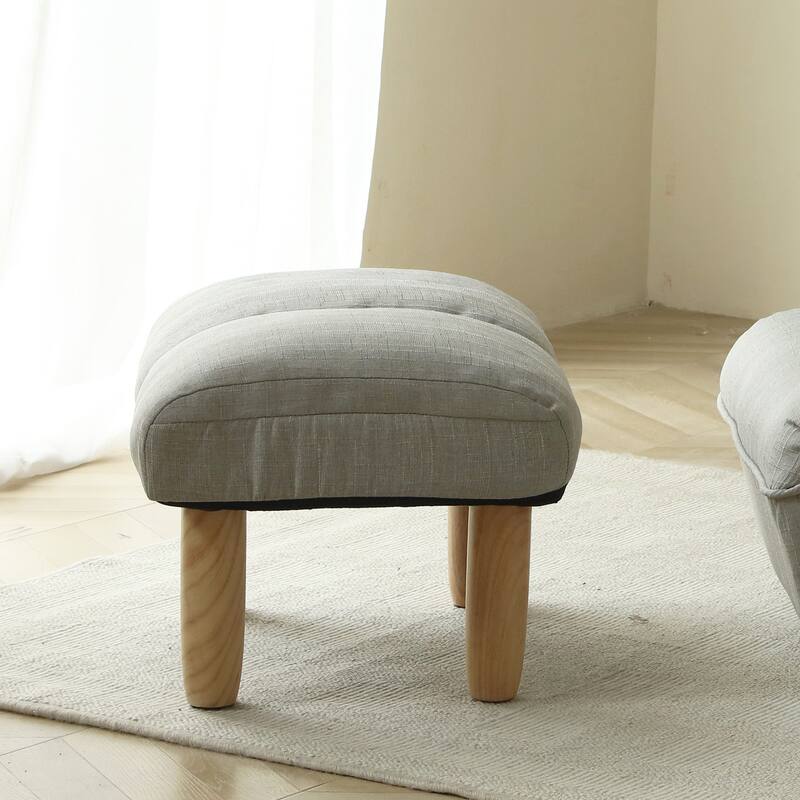 Gray 20.47" Backless Upholstered Stools with Wood Legs