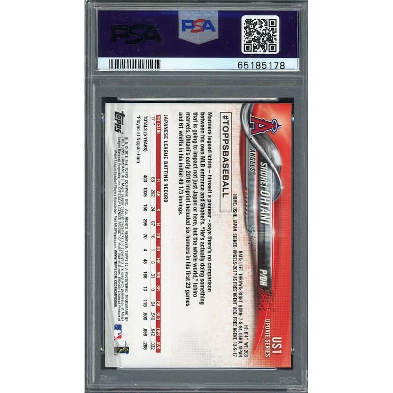 Shohei Ohtani 2018 Topps Update Baseball Rookie Card #US1 Graded PSA 10 - 8'6" x 11'6"