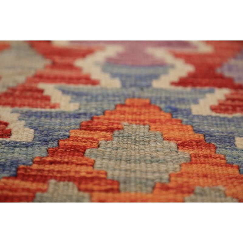 Geometric Kilim Oriental Area Rug Flatweave Wool Carpet - 8'2" x 11'5"