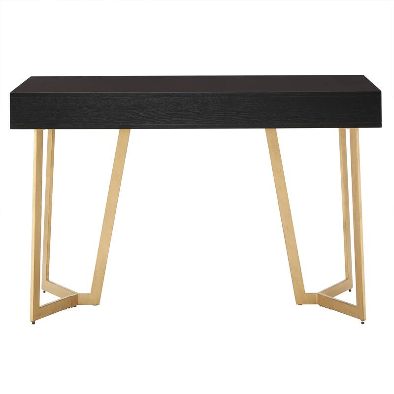 Cheyenne Black Finish Writing Desk with Gold Metal Base by iNSPIRE Q Modern