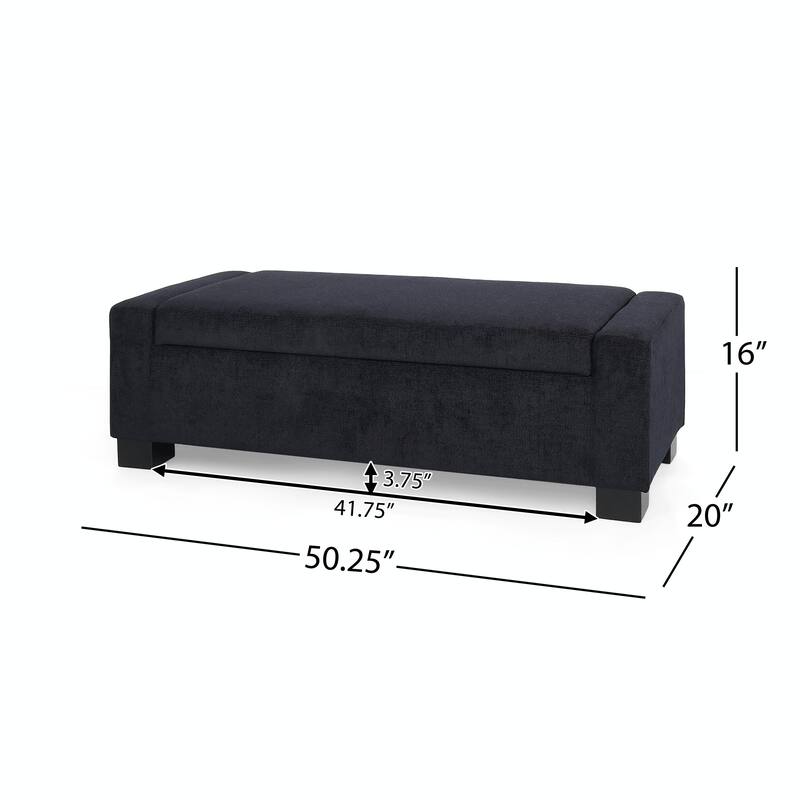 Rectangular Storage Ottoman - 50" Textured Fabric & Wood Base