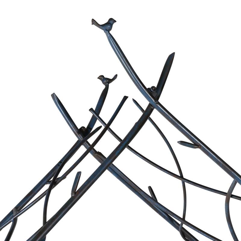 Metal Bird Indoor Outdoor Arched Garden Arbor with Sculpted Branches - Black - Roche River Decor