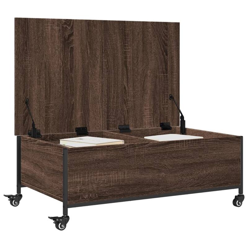 vidaXL Coffee Table Brown Oak Engineered Wood Small Modern - 21.7 x 35.8 x 13.4 in
