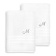 preview thumbnail 10 of 27, Authentic Hotel and Spa Omni Turkish Cotton Terry Set of 2 White Bath Towels with Grey Script Monogrammed Initial White/M
