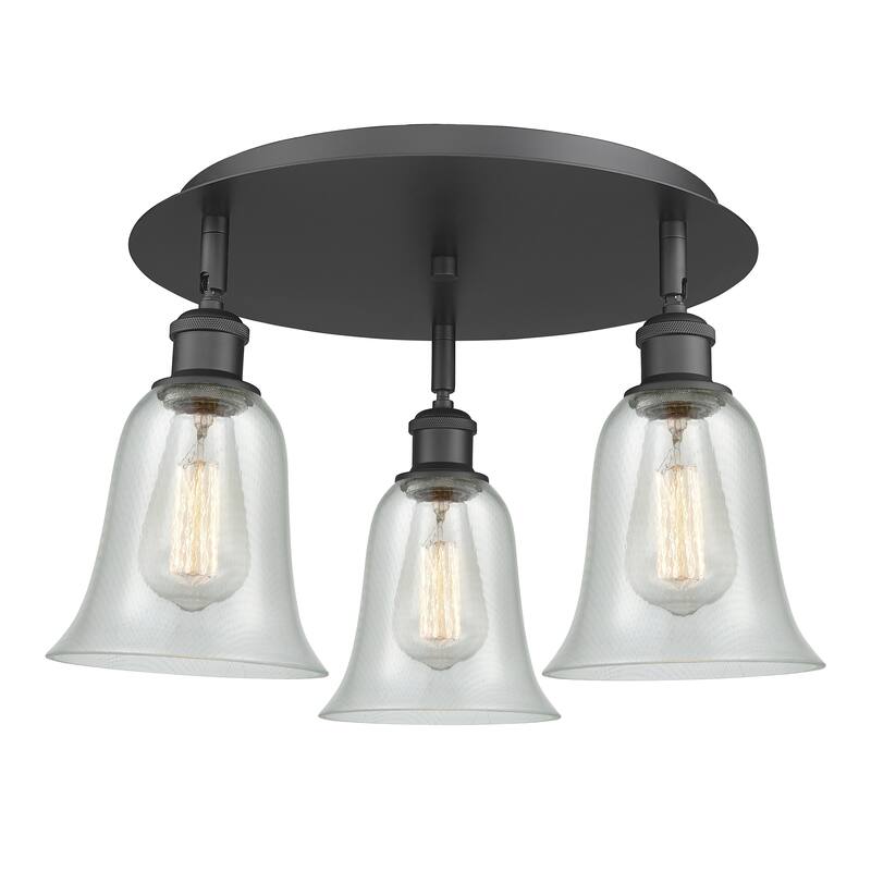 Innovations Lighting Hanover - 3 Light 18" Flush Mount - Fishnet/Matte Black