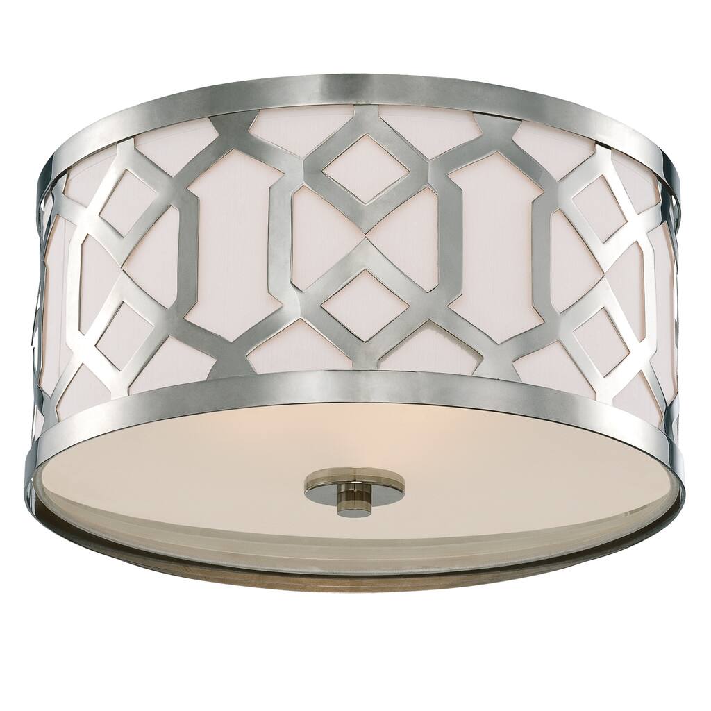 Libby Langdon for Crystorama Jennings 3 Light Polished Nickel Ceiling Mount - 16.25'' W x 8.75'' H