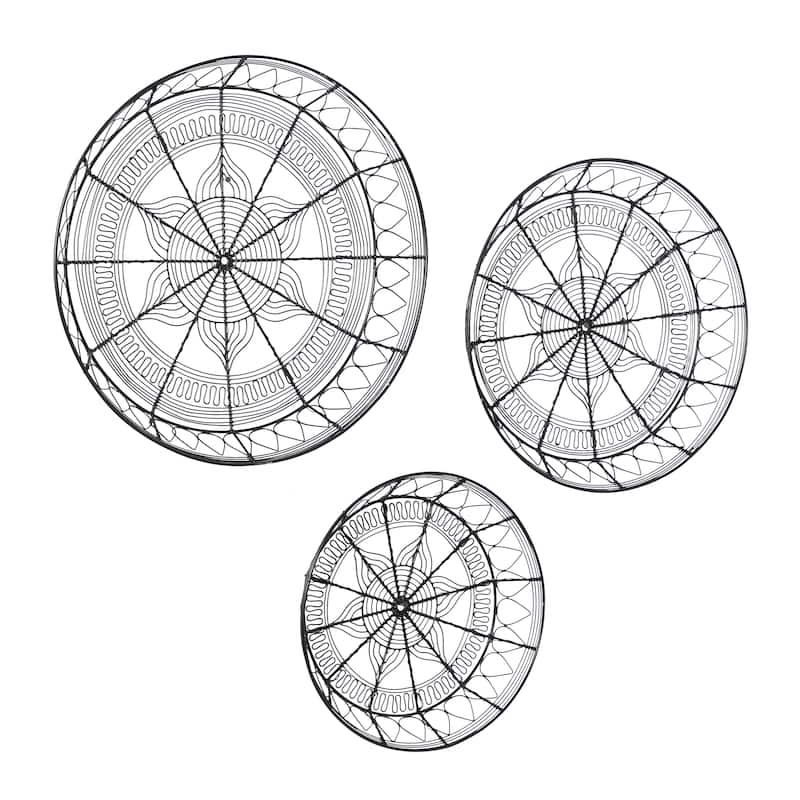 Metal Plate Handmade Wall Decor - Set of 3 Black - Roche River Decor